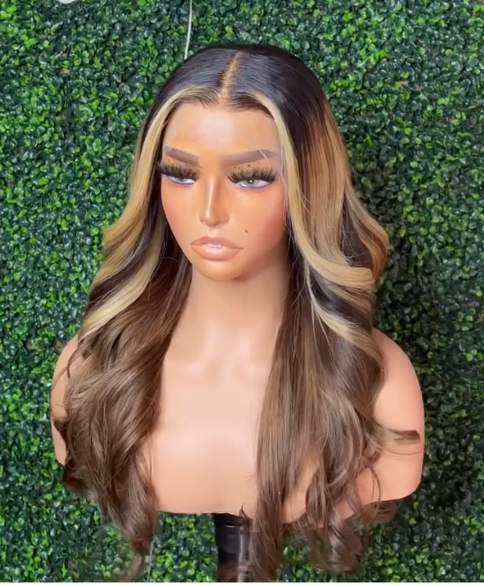 22 inch Highlighted HD Glueless wig