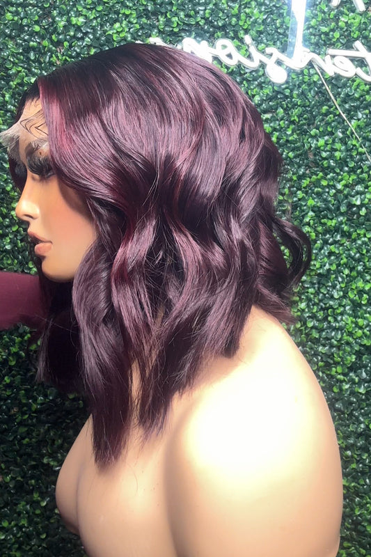 5x5 HD Lace Burgundy with subtle highlights